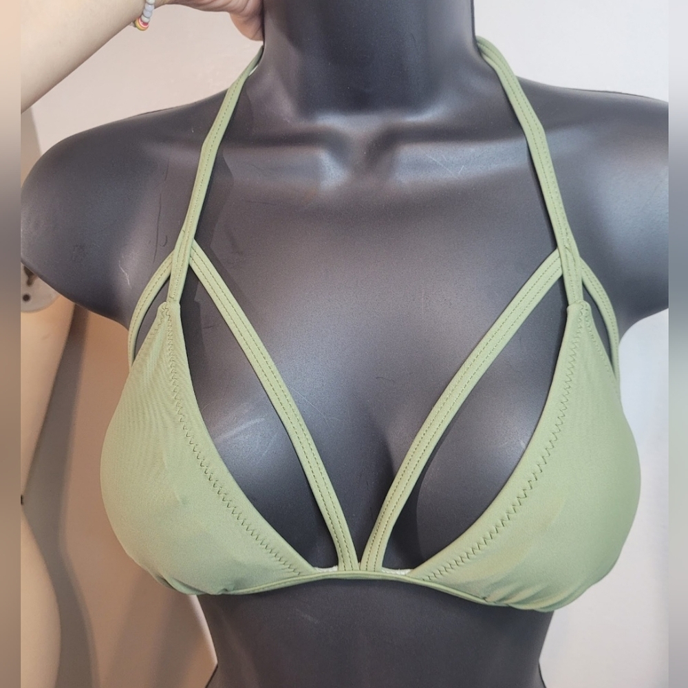 Olive Green Halter Bikini Top.  Windsor brand.  Size M.